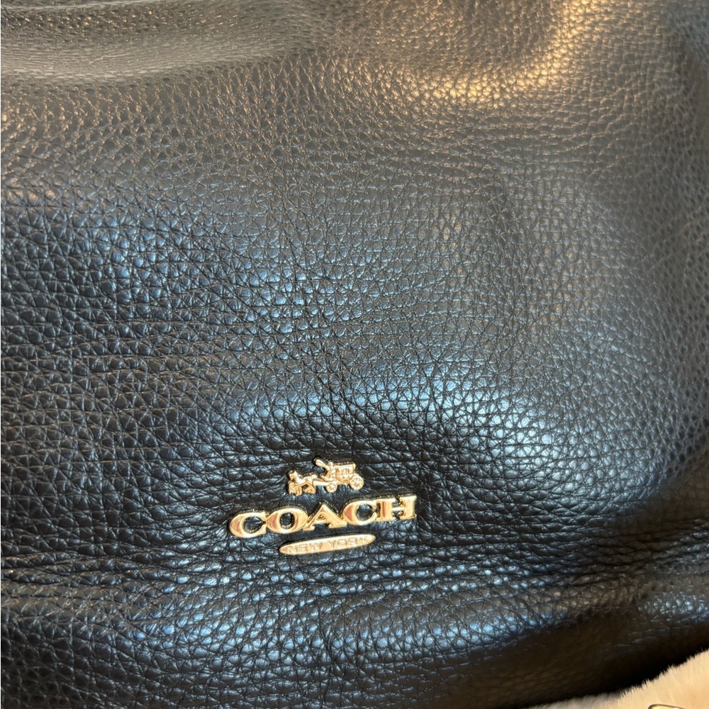 Coach “Celeste” Black Pebbled Leather Shoulder Bag with Gold Hardware - Picture 12 of 13